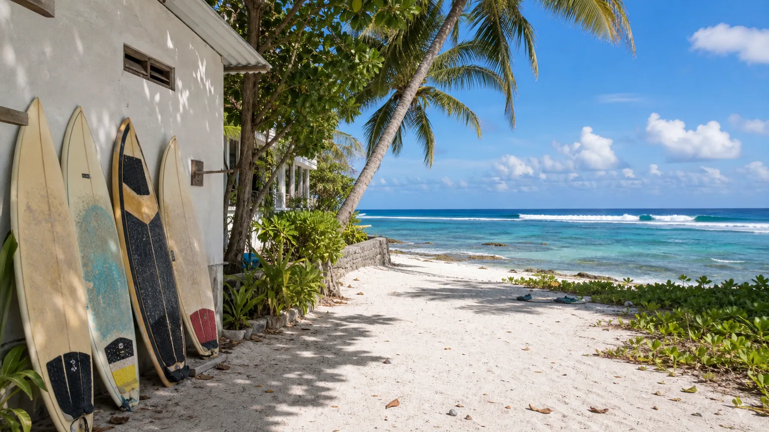 Cena editorial da ilha de Thulusdhoo com surf e lagoon